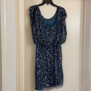 Aidan Mattox sequined teal cocktail dress size 2